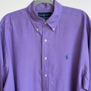 Ralph Lauren Yarmouth Purple Oxford Dress Shirt 16.5 34/35 Green Pony Classic